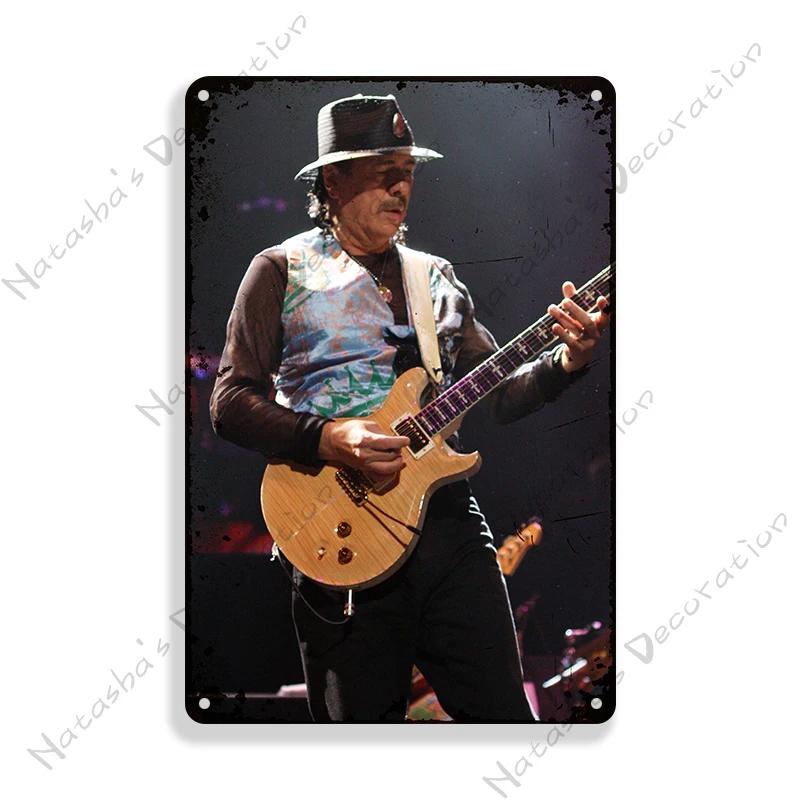 Santana Poster Dekorative Platte Rockmusik Metallposter Garage Club Metall Blechschild Metallplakette Wandplatte Man Cave Wanddeko