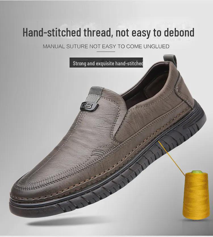 Men's Genuine Leather Casual Business Shoes - Versatile Cowhide with Soft Non-Slip Sole