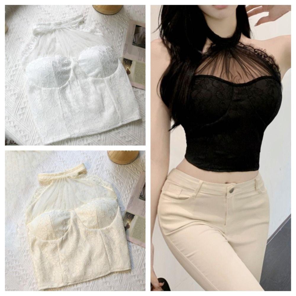 Slim Fit Lace Camisole Hollow Suspender Vest Streetwear Lace Halter Corset  Ladies