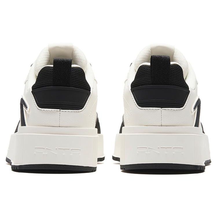 Anta Milk Cap 2 Thick Sole Casual Trendy Comfortable Non-Slip Lightweight Low-Top Skate Shoes Men Sneakers Black White 912348080-5