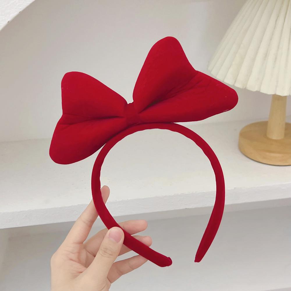 Holiday Velvet Bow Luminous Antler Headband - Red