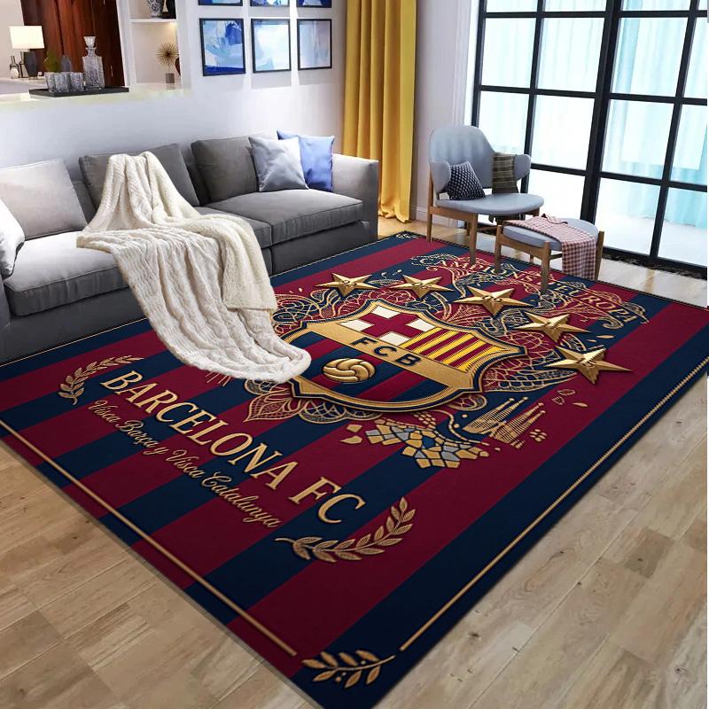 Barcelona FC Soccer Pattern Rug, Indoor/Outdoor Mat, for Picnic, Gameroom, Bedroom, Office, Living Room, Home Decor Carpet, Birthday Gift