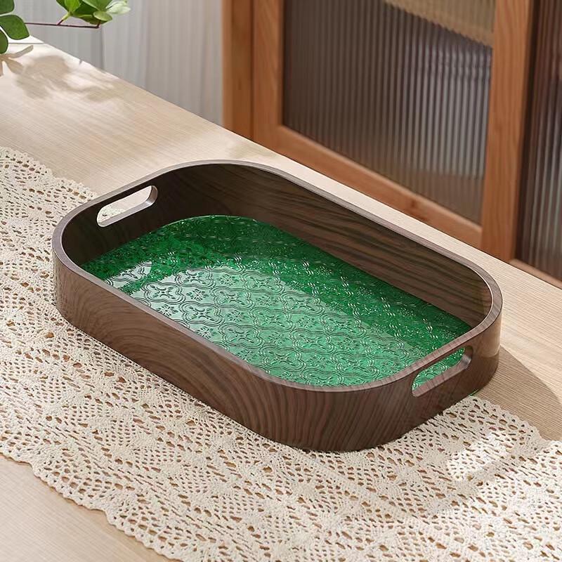 Nordic Wood Grain Plastic Serving Tray 33x22x5cm