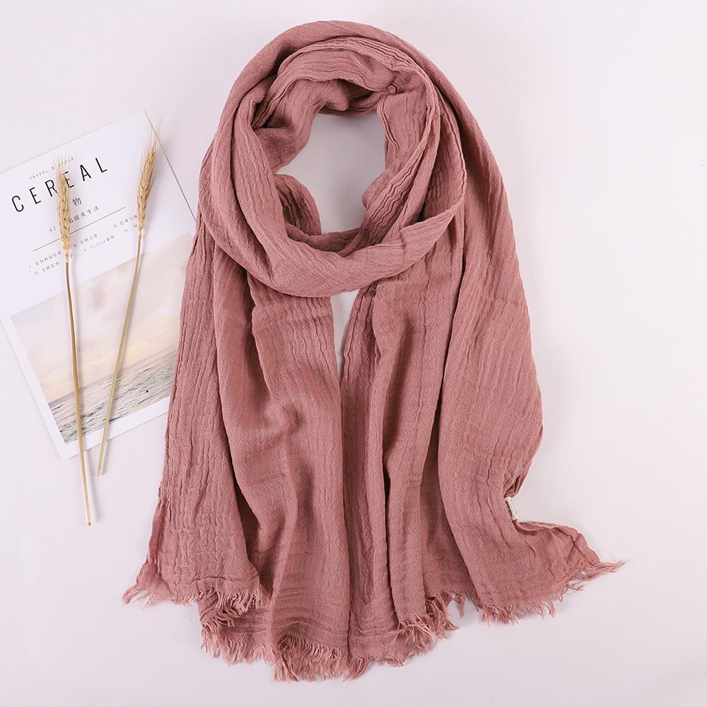Fashion Designer Linen Cotton Scarf Women Solid Color Muslim Hijab Scarves Shawls Plain Big Pashmina Wrap Head Hair Scarf