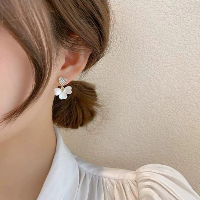 Fashion Rhinestone Transparent Heart Earrings for Women Advanced Design Luxury Zircon Earrings Wedding Party Jewelry Gift