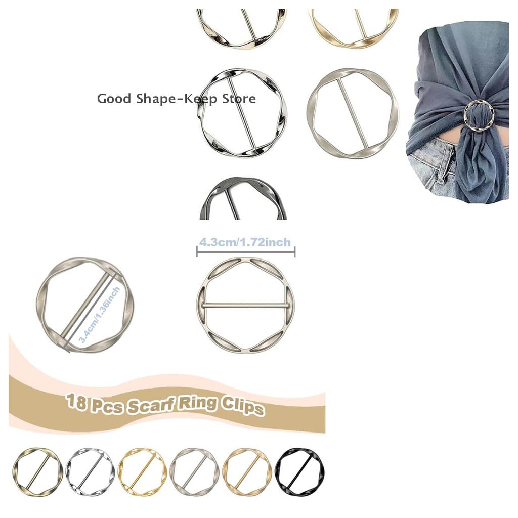 5/6Pcs Spiral Circle Zinc Alloy Metal Round Three-Speed Knotted Silk Scarf Buckle European And American Knot scarf buckle Style