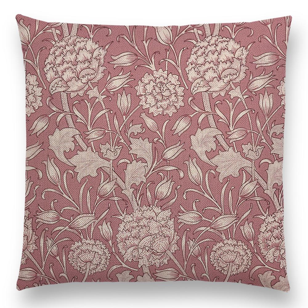 William Morris Thief Roter Kissenbezug, Leinen, Luxus-Überwurfkissen, Heimdekoration für Sofa, Wohnzimmer, Kissenbezug, 40 cm/45 cm/50 cm/60 cm
