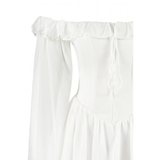 Waist Opening/Skater Lined Flared Chiffon Bridal Dress