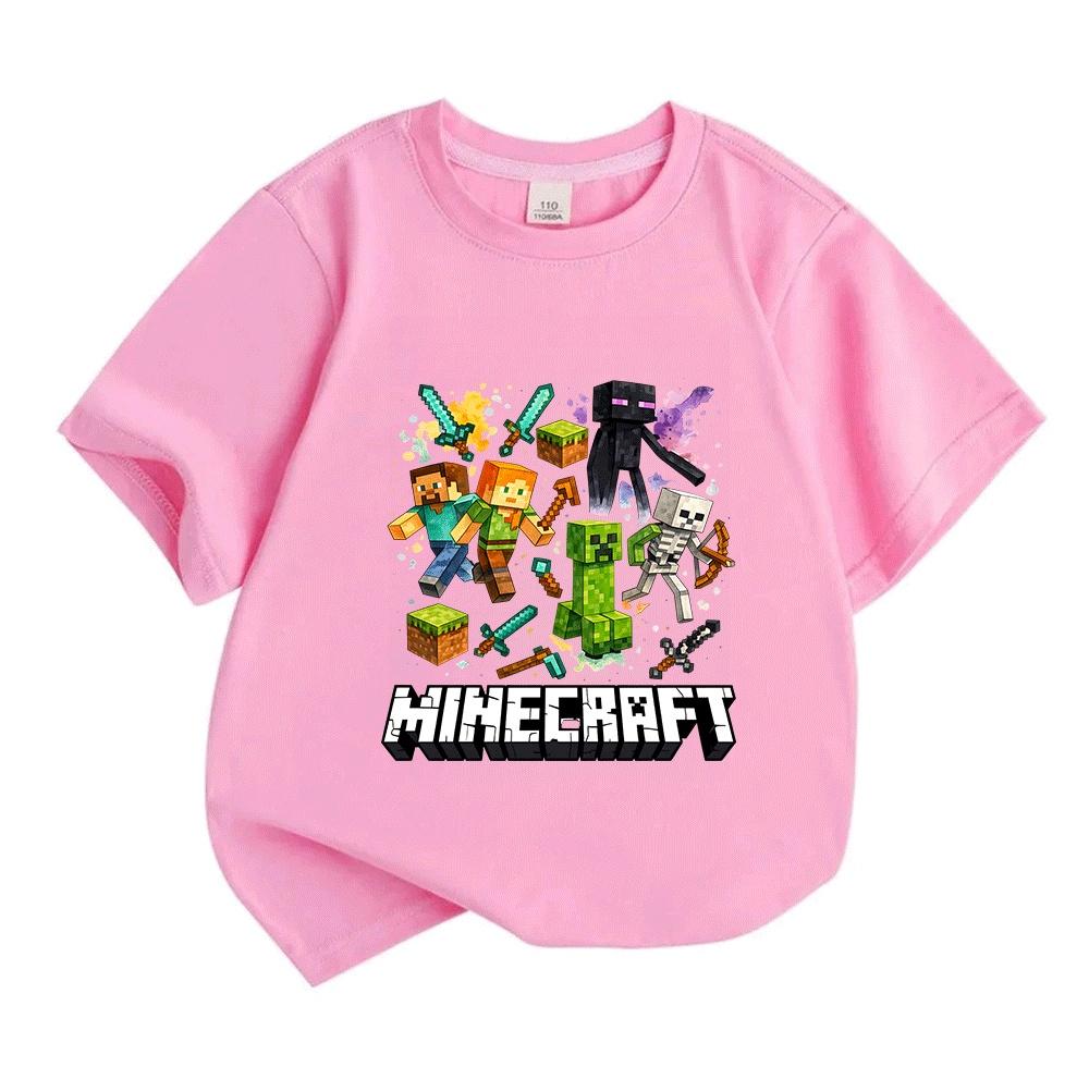 Kids Boys Girls Crew Neck Short Sleeve T-Shirt, 100% Cotton Retro Game Character Printed Casual Soft Tees for Children Everyday Wear Top