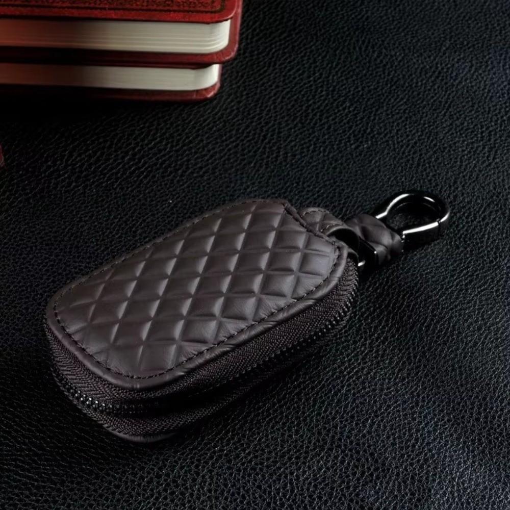 Zipper Key Pouch Leather Keys Organizer Durable Car Key Case