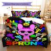 Just A Girl Who Loves Sprunki Colorful Cartoon Character Print 3 Pieces Duvet Cover Set Game Anime Bedding Bedroom Decor Without Pillow Core Comforter