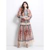 Elegant Classical Court Style Spring 2025 Printed Cinched-Waist Long Dress