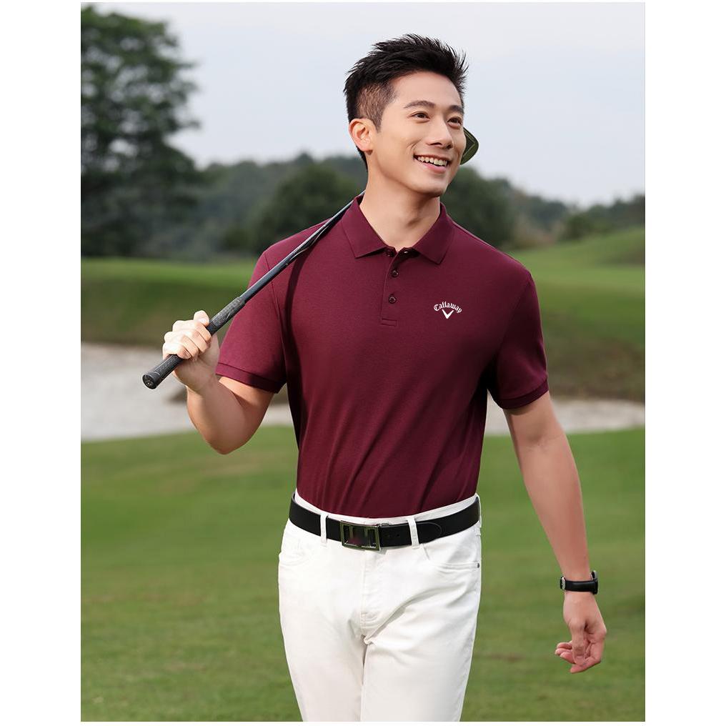 Callaway 2025 Summer Embroidered Golf Business Leisure Sports Style Liquid Ammonia Bead Cotton Polo Shirt
