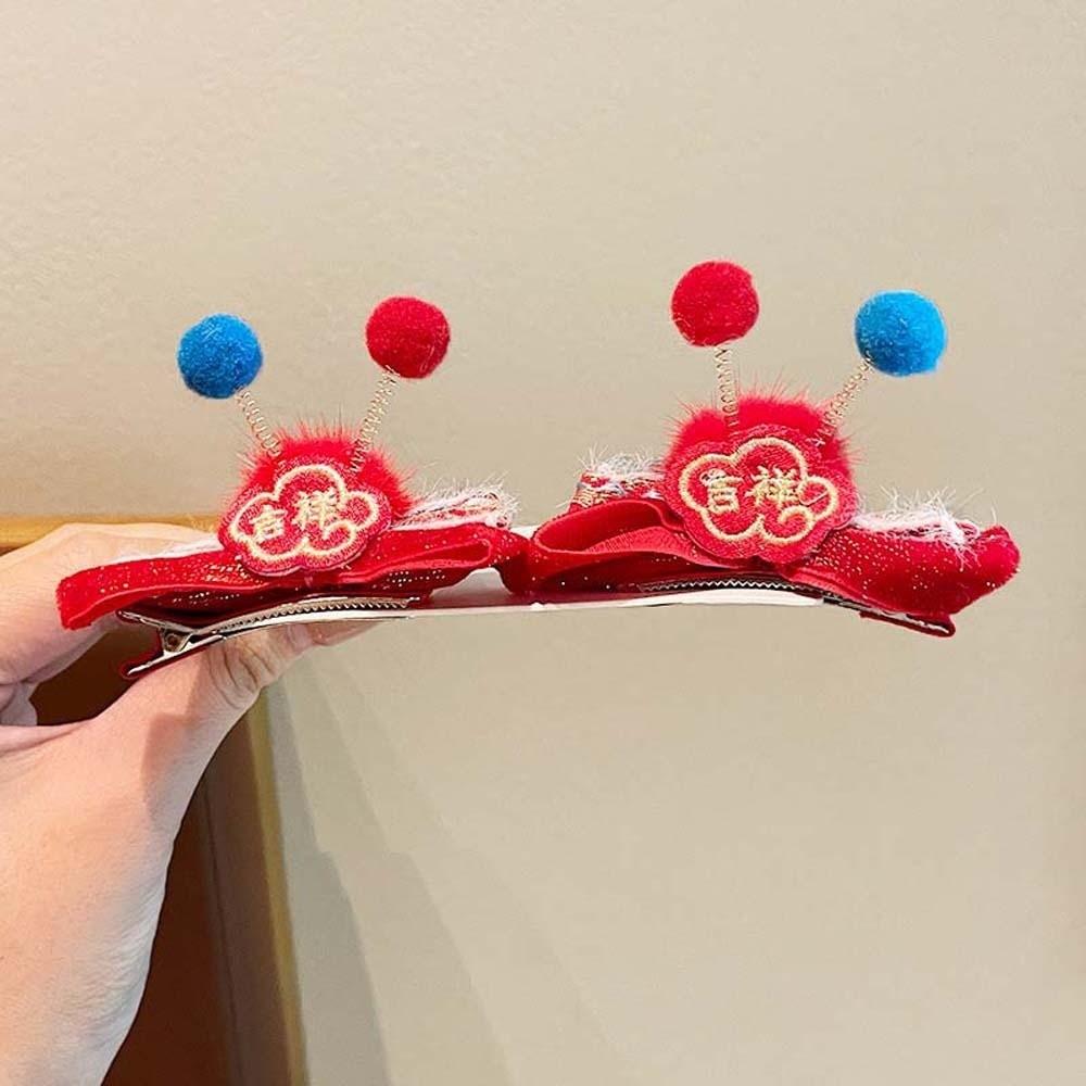 Lion New Year Tassel Hair Hoop Embroidered Bow Ancient Style Hair Clips Winter