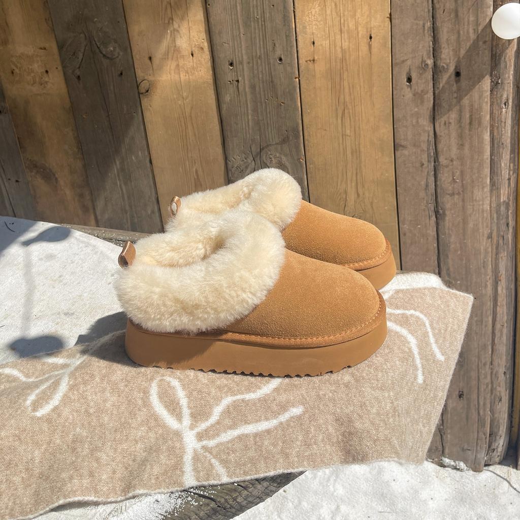 Fleece and Thicker~ Low-top Thick-soled Snow Boots for Women's 2025 Winter New Warm and Heightening Fluffy Shoes Cotton Shoes