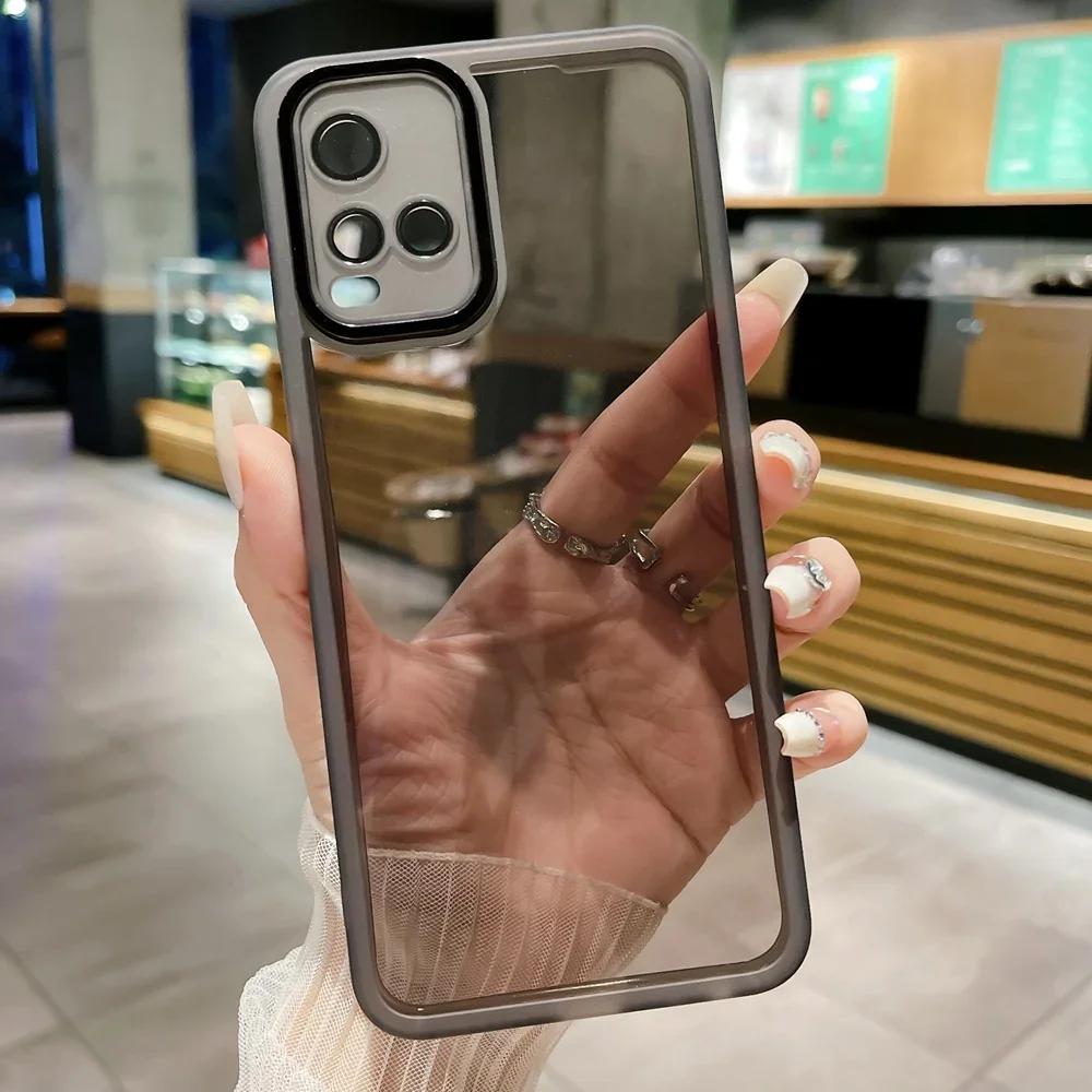 Case for Vivo Y36 Y16 Y18 Y28 Y33S Y22 Y22S  Y35 Y21  Y02 V27E V23E With Camera Lens Protector Transparent Phone Cover Carcasa