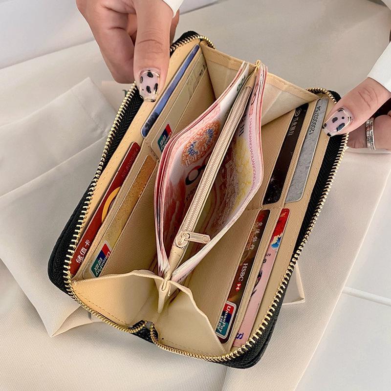 2025 Korean Style Women's Medium-Long PU Embossed Wallet with Multi-Card Slots and Coin Purse