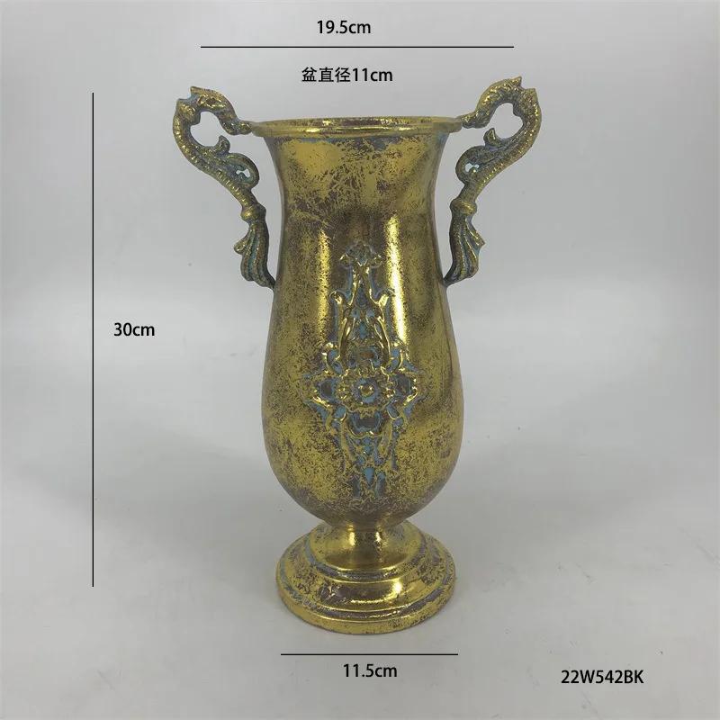 Classical Retro Iron High Footed Cup Flower Set Retro Vintage Metal Home Decoration Flowerpot European Wedding Vase Ornaments