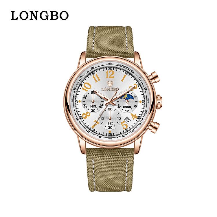 LONGBO Men's Luxury Multifunctional Quartz Watch - Nylon Strap, Waterproof, Hot-Selling