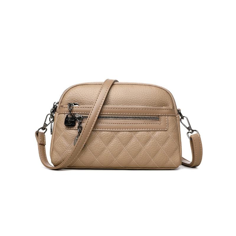 Textured rhombus embroidery thread simple soft leather medium mother small square bag new fashionable versatile shoulder messenger bag