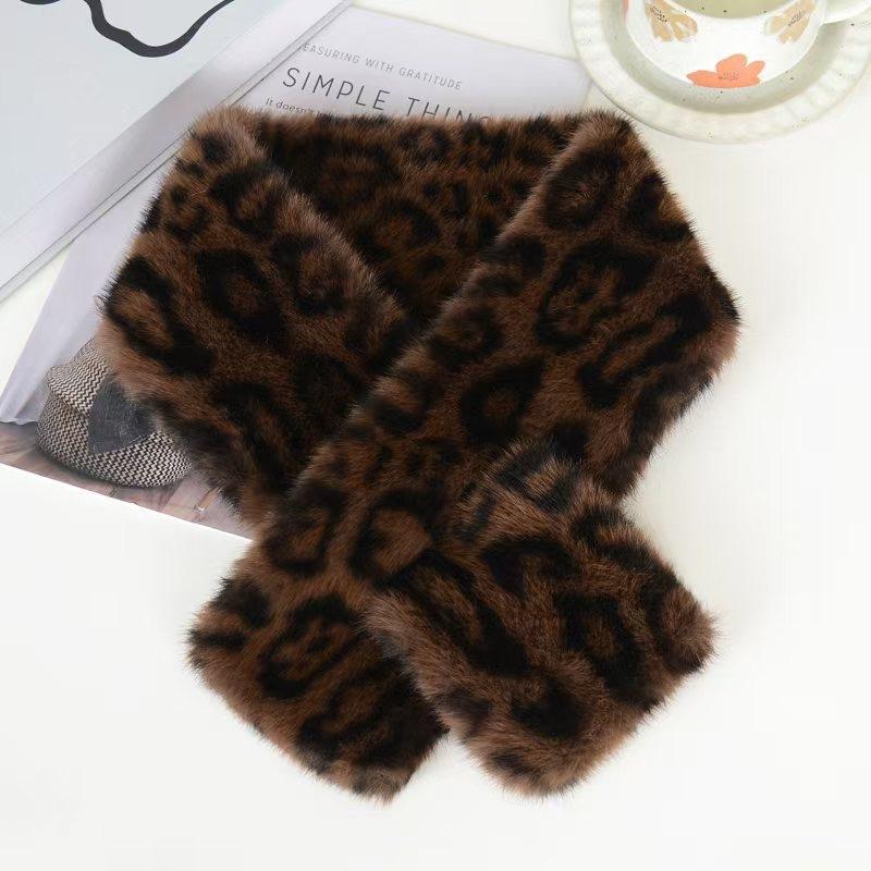 

Ретро Толстый Теплый Шарф с Леопардовым Принтом для Женщин Ветрозащитный Шарф из Искусственного Меха Мягкий Искусственный Воротник Шарф-Крест Зимний Шарф Обмотка для Шеи