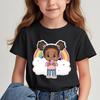 Girls New Cartoon Printed Shortsleeved Tshirt Summer Shortsleeved Tshirt Childrens Round Neck Top  polyester fabric