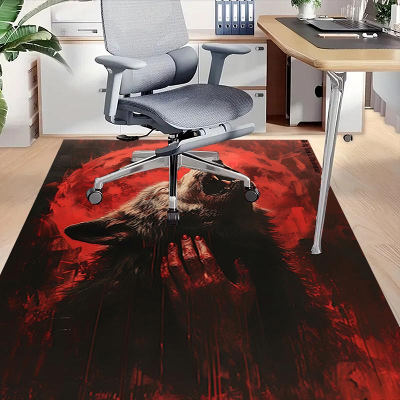 1pc Wolf Howling Blood Moon Carpet, Office Rug Outdoor Mat Home Decor Area Carpet Festival