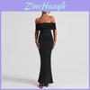 Sexy Off Shoulder Bodycon Dress With Spliced Milk Silk Fabric For Summer Casual Wear