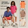 Men's Vintage Distressed Oversized Drop Shoulder T-Shirt, European Size, 230g, Short Sleeve