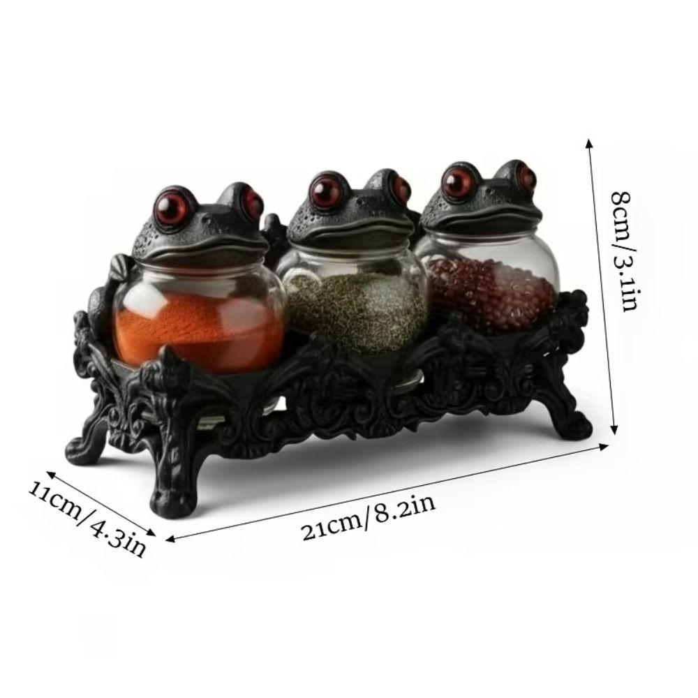 Witchy Frog Food Seasoning Jar Funny Condiment Bottles Dustproof Small Condiment Container  Home