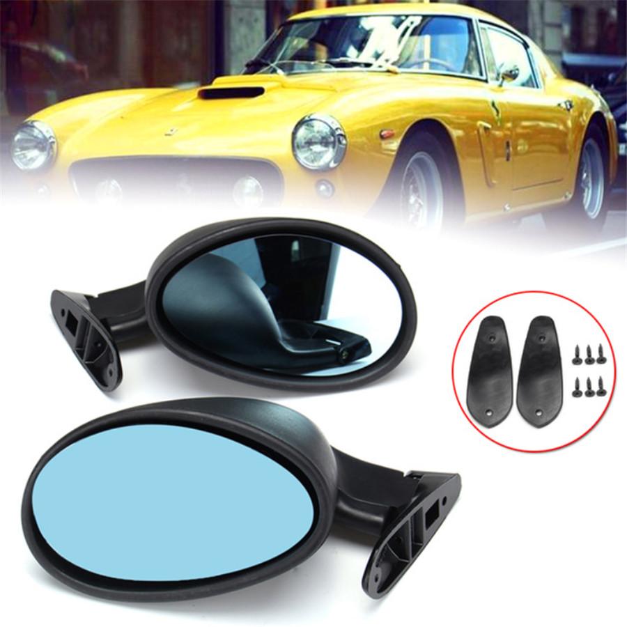 Pair California Classic Style Door Wing Blue Side Mirror Hot Rod Rat Rod Muscle Car Universal Vintage Black