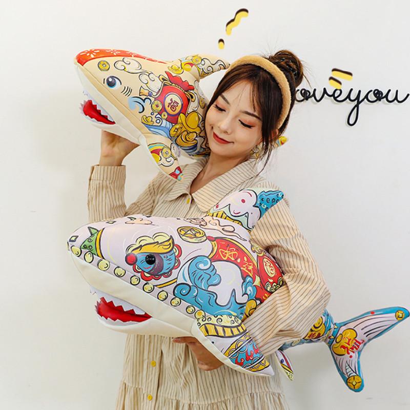 Large Plush Colorful Shark Doll Sleeping Pillow Soft Stuffed Toy For Girls Gift