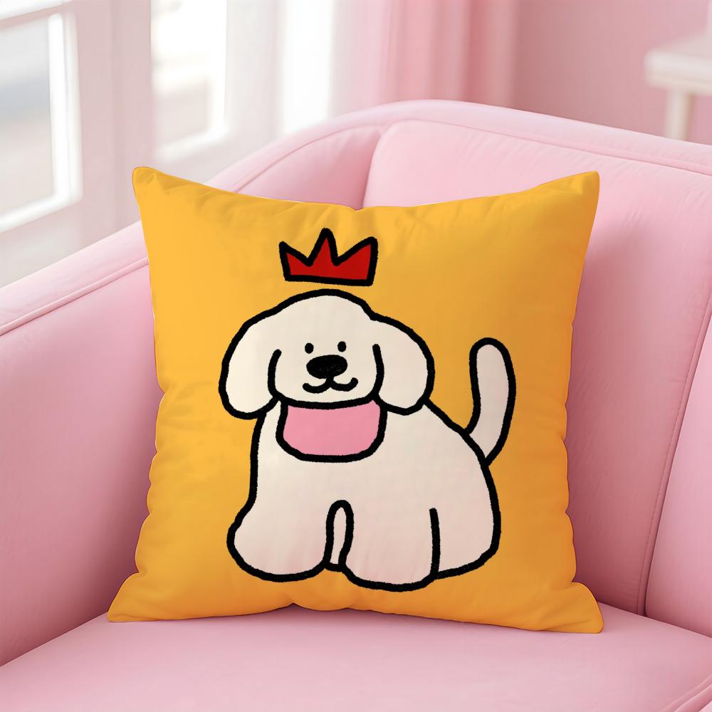 

Happy Dog Funy Abstract Art Cushion Cover Linen Pillowcase Cover Soft Decor for Sofa Home Room 30X30cm