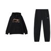 Li Ning Colorful Letter Print Loose Fit Drop Shoulder Hooded Long Sleeve Elastic Waist Pants Casual Sports Suit Men Suit Black AYKT415-1+YWDT337-1