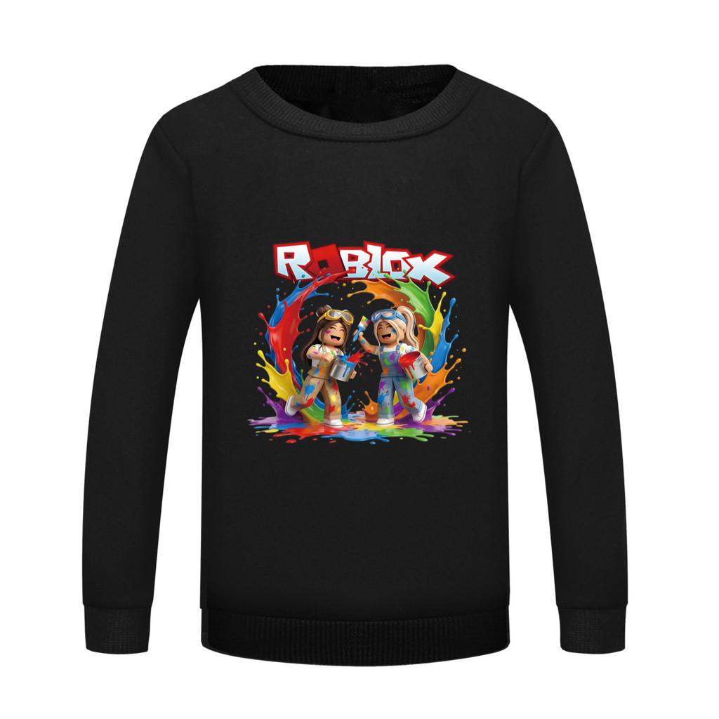 5577 Детская толстовка с принтом Roblox, разноцветная, для мальчиков и девочек, с круглым вырезом, с длинными рукавами 100cm чёрный