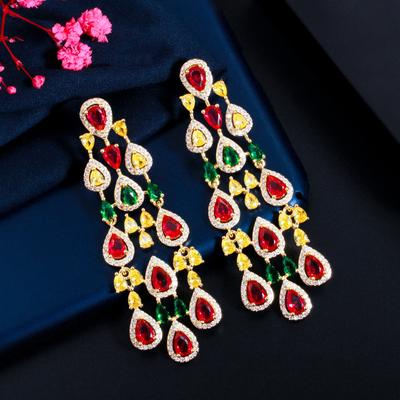 Catwalk Bankettkleid Accessoires Nadel Leicht Eingelegte Zirkon Ohrringe Farbige Lange Fransenohrringe