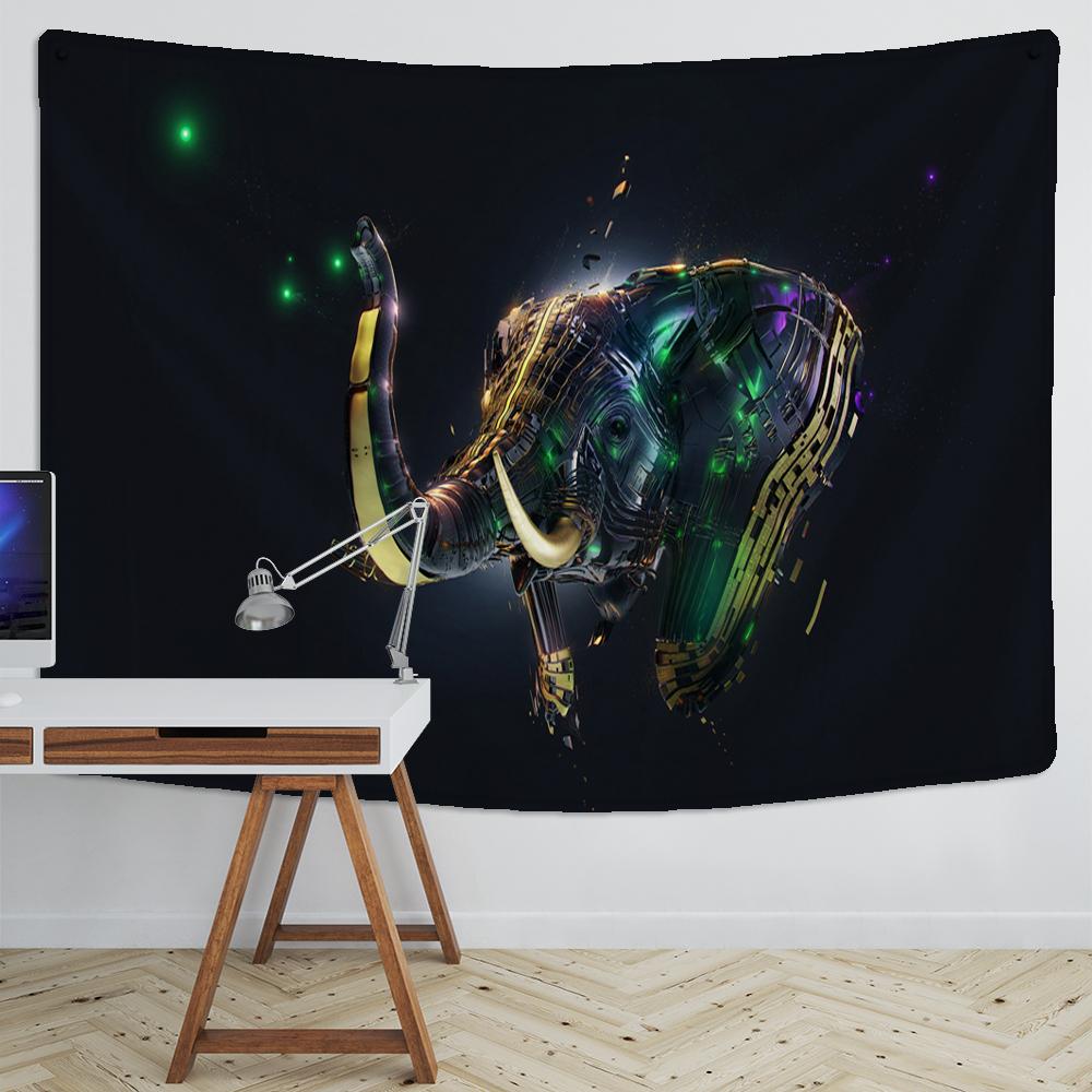 VIKAMA Bohemian Tapestry Elephant Flowering Totem Bedroom Living Room Balcony Decoration Exotic Wind Room Decoration