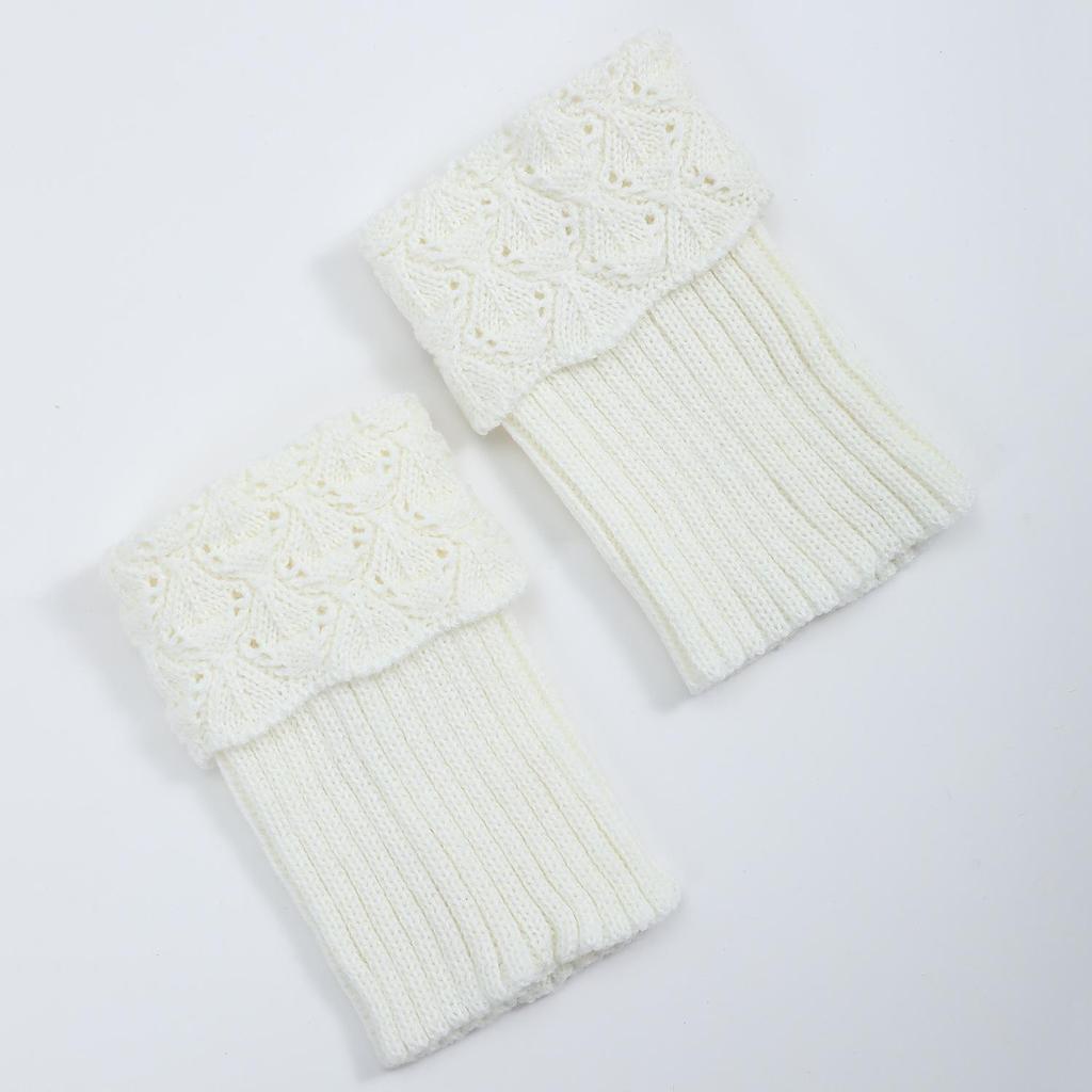 Korean Style Over-the-Knee Knit Scallop Leg Warmers for Women - Autumn/Winter Boot Cuffs
