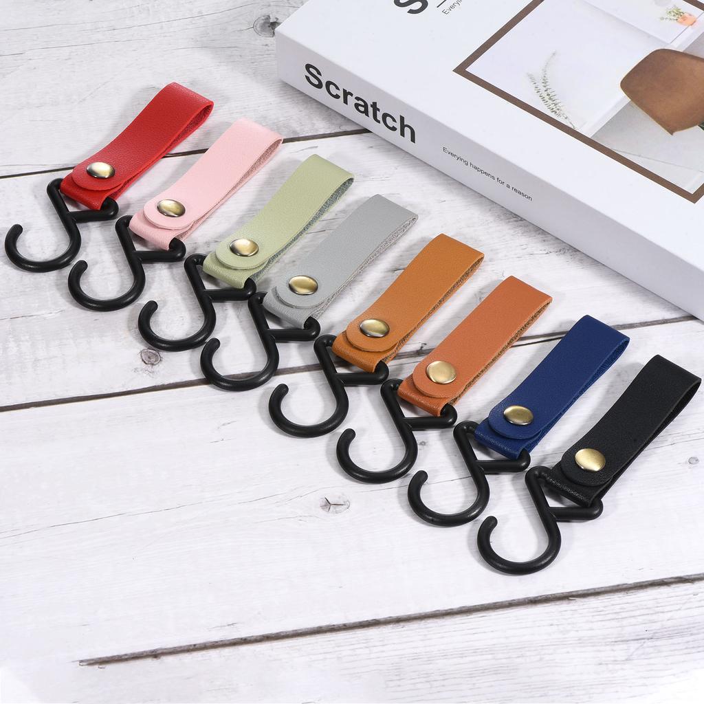 1/2/4pcs Outdoor Camping Triangle S-shaped Hook PU Leather Hook Wind Rope Keychain S Hook Tent PU Clothesline Hook Camping Hook