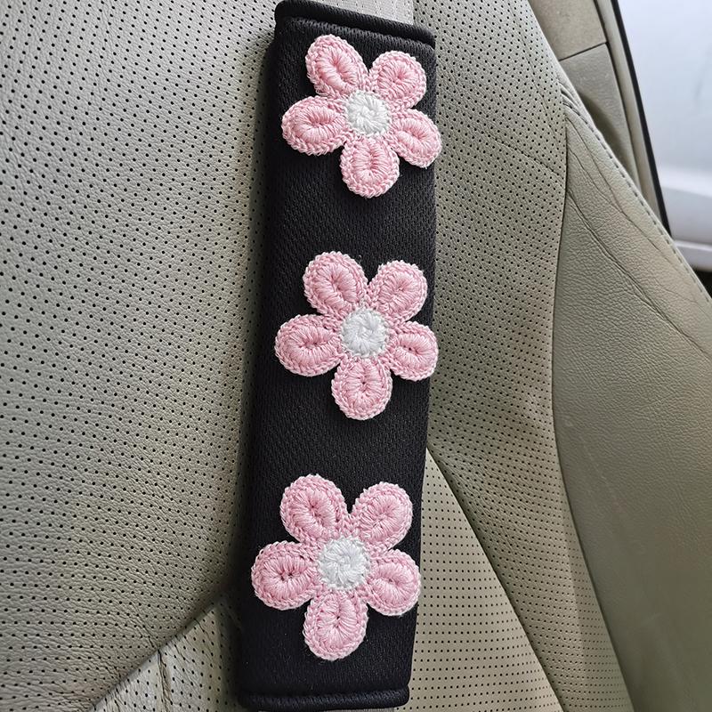 1pc Flower Shoulder Pad Car Seat Belt Small Interior Decoration Protection Cartoon Creative Insurance Cover Car Accessories