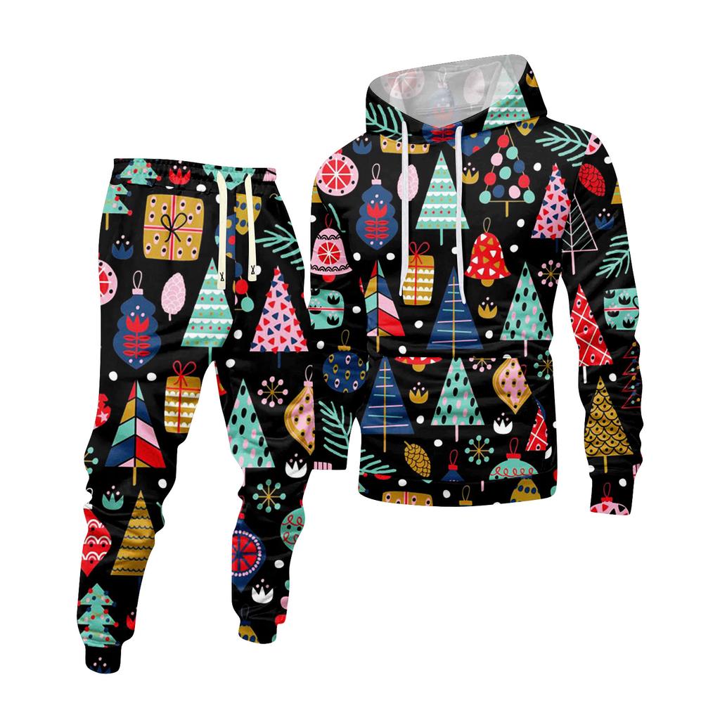 Moletom com Capuz Estampado Masculino e Calça de Moletom Conjunto Esportivo Casual