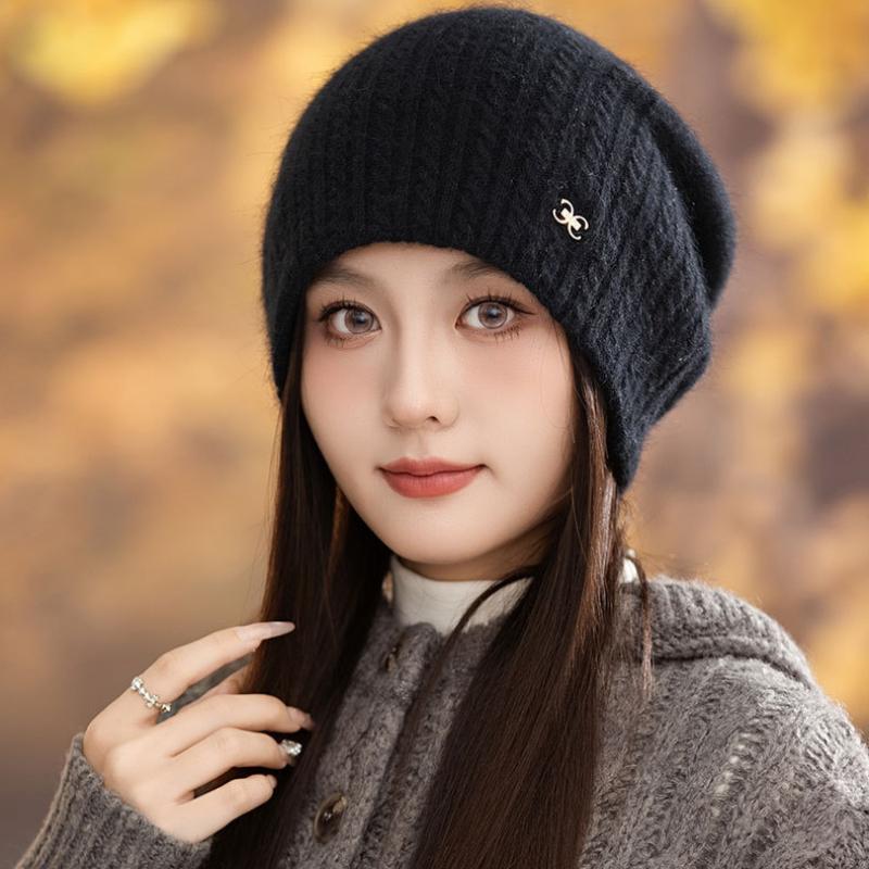 Women Winter Warm Ear Protection Knitted Hat Female Cute Pullover Wool Hat
