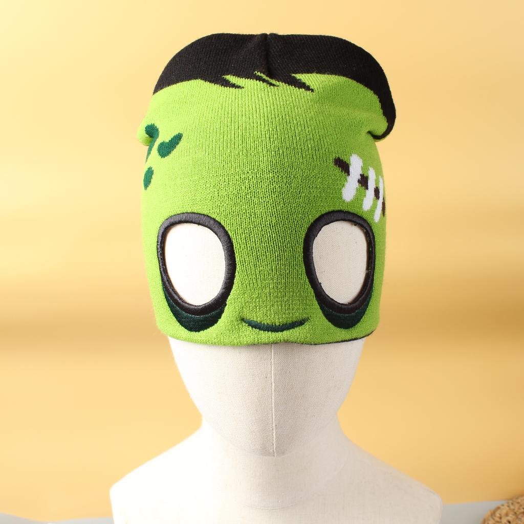 Halloween funny and personalized cartoon costume pullover knitted hat, autumn and winter warm woolen hat