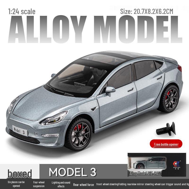 1:24 Tesla Alloy Car Model Simulation Toy - New Energy Vehicle for Kids