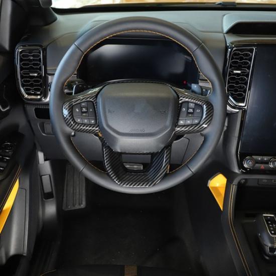 ABS Carbon fiber Interior Steering Wheel Cover Trim For Ford Ranger -24