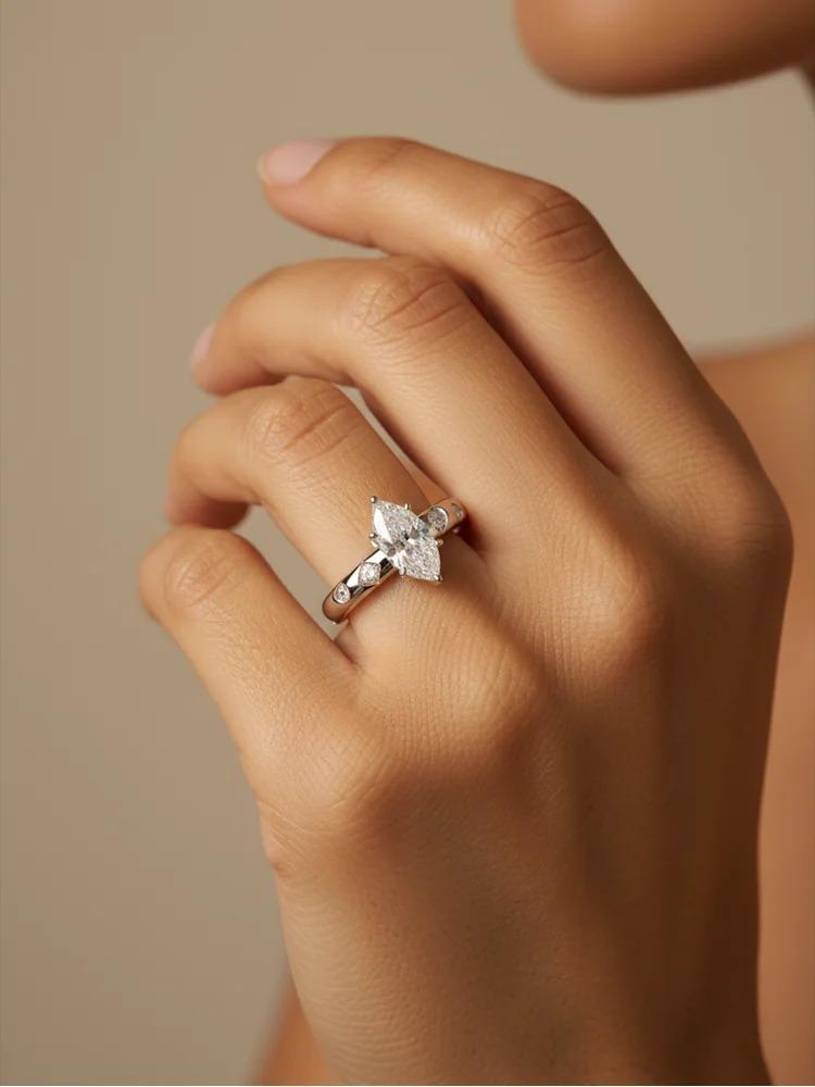 925 Sterling Silver Fashionable Luxury Elegant Marquise Zircon Ring for Women Anniversary Wedding High Quality Fine Jewelry