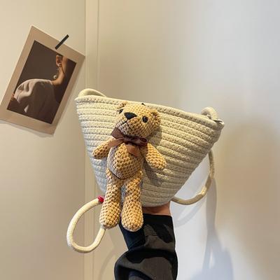 Damen Eimer Tasche Sommer Einzel-Schultertasche Niedliche Kleine Bären Crossbody Tasche für Mädchen