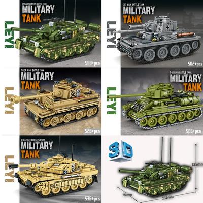 Seconda Guerra Mondiale Bambini sviluppano puzzle serie carro armato blocchi da costruzione assemblati veicolo corazzato cingolato ragazzo modello di auto militare regalo