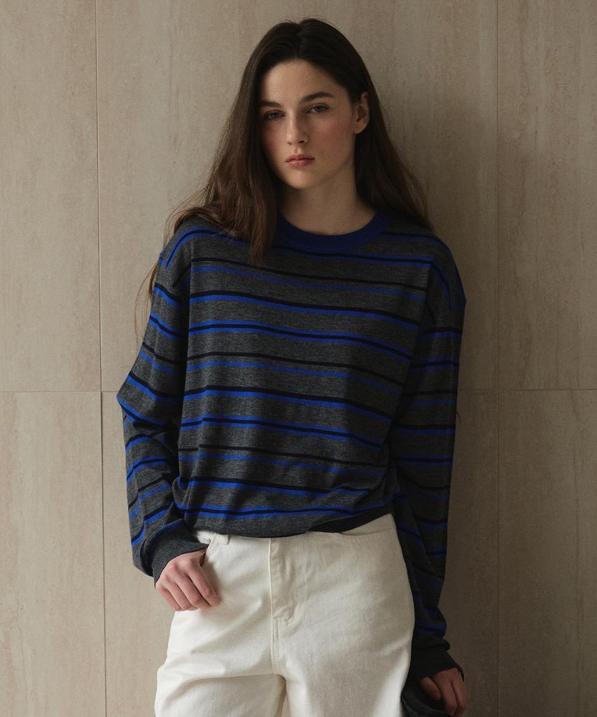 Seutyudioaenpaleukeu Multi Striped Knit_Grey