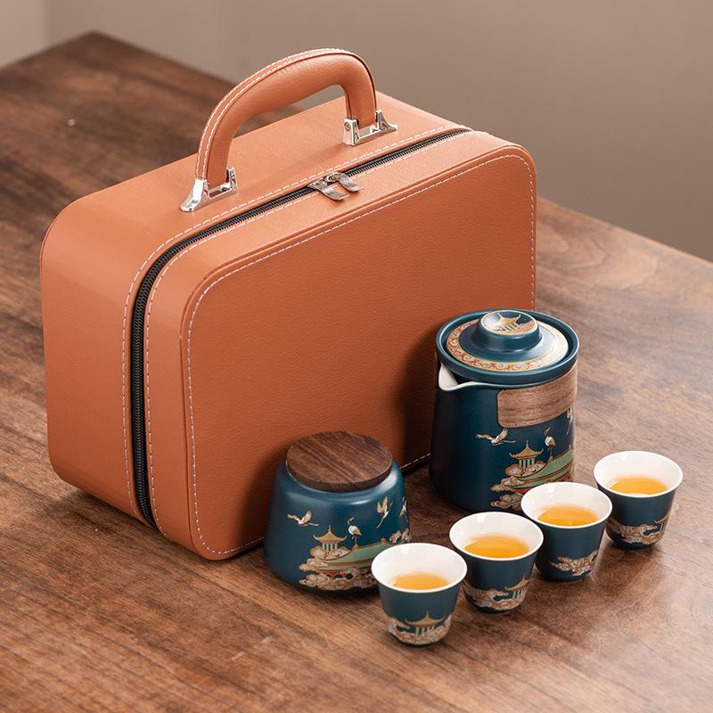 High-end cup, one pot, four cups set, portable travel tea set, teapot business gift souvenir